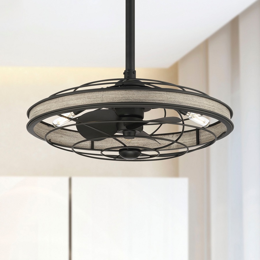 caged ceiling fan with light