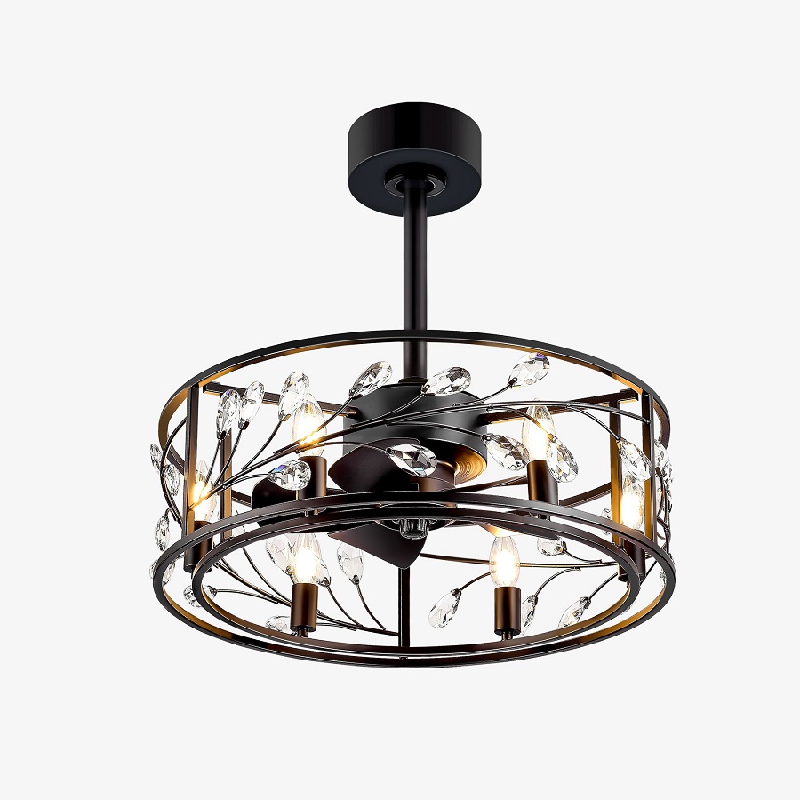 caged ceiling fan with light