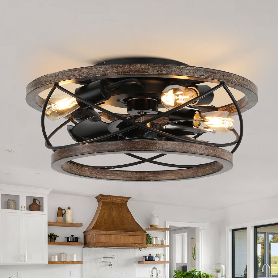 Brightening Spaces: Caged Ceiling Fan with Light Options