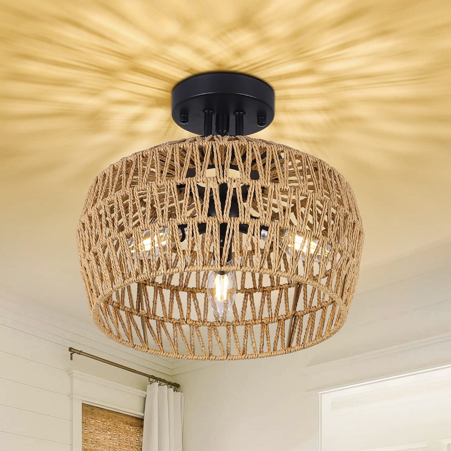 wicker ceiling light