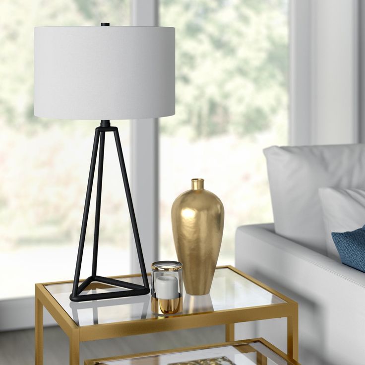 26-inch black metal table lamp